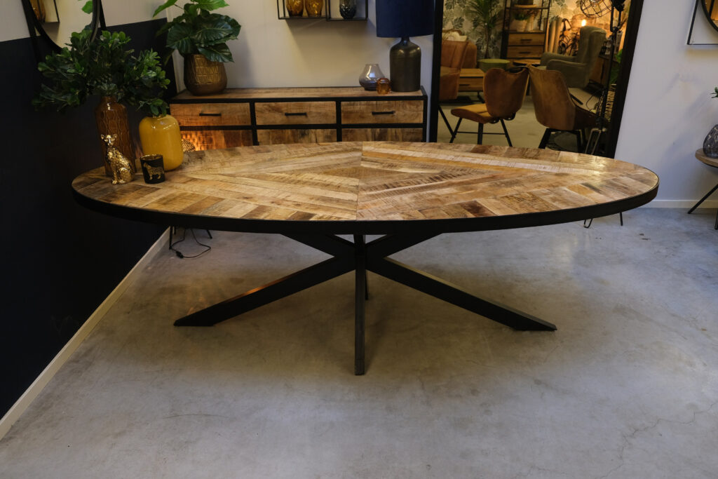 ovale tafel mangohout 240 cm