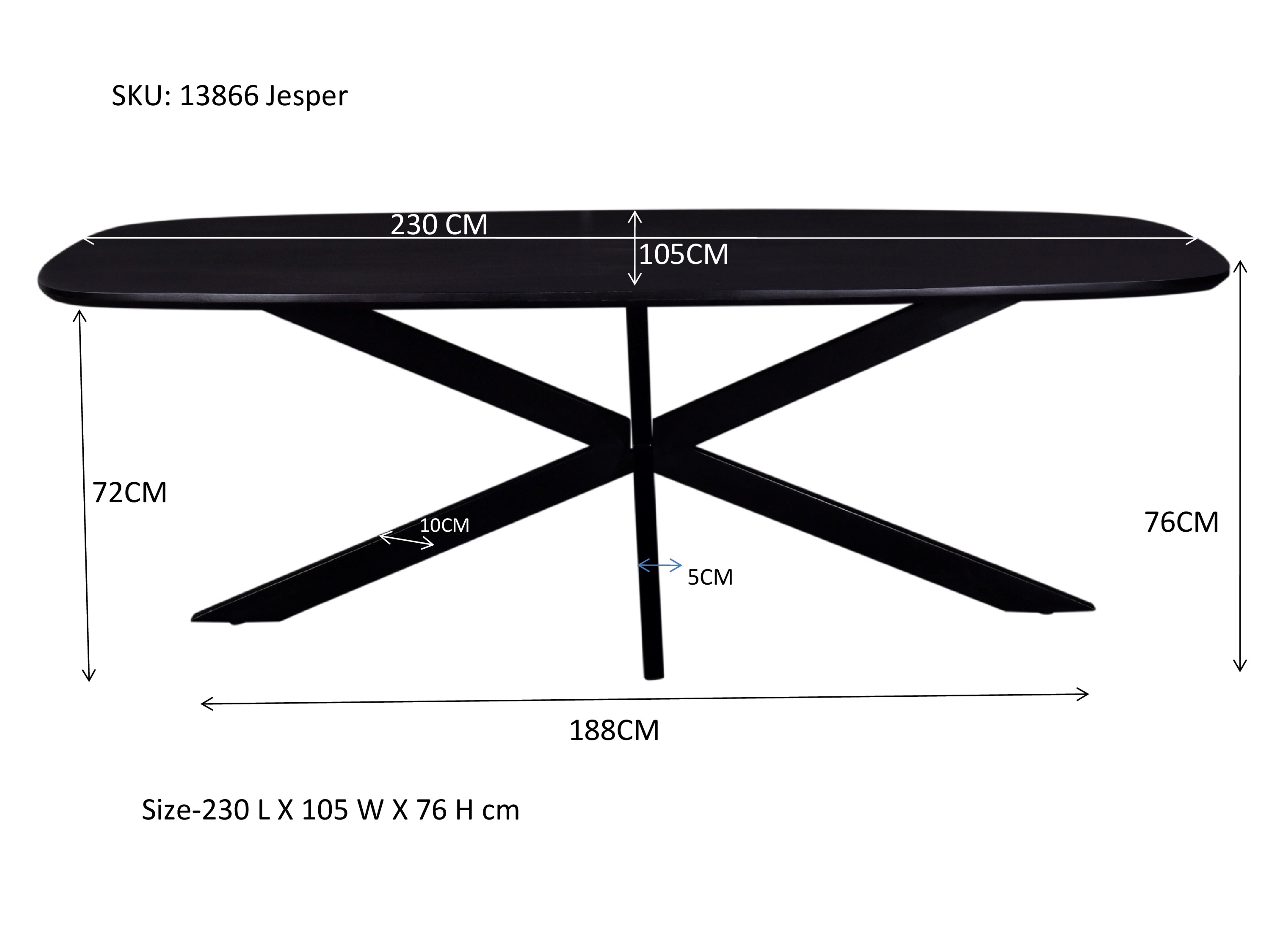 Jesper Danish Oval Black 230cm afbeelding 6