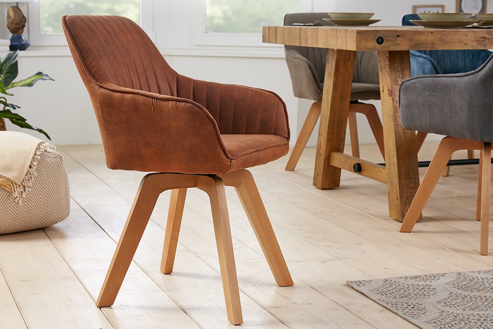 Bezienswaardigheden bekijken salami spiraal draaibare vintage bruine stoel kopen | meubeldeals.nl