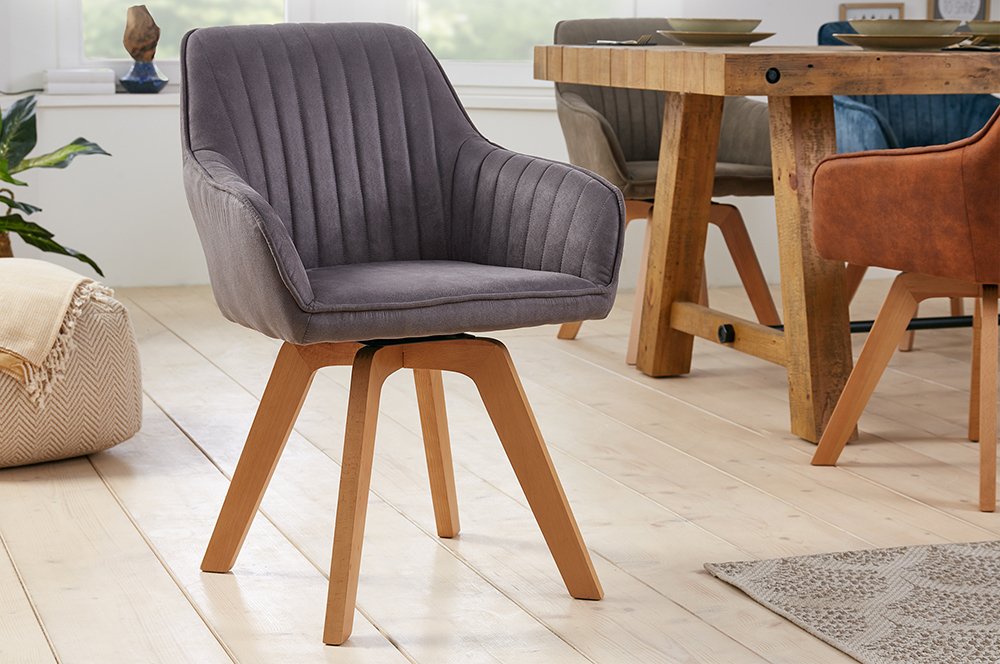 Tegenstrijdigheid Relatieve grootte Microprocessor draaibare vintage grijze stoel met houten poten kopen | meubeldeals.nl