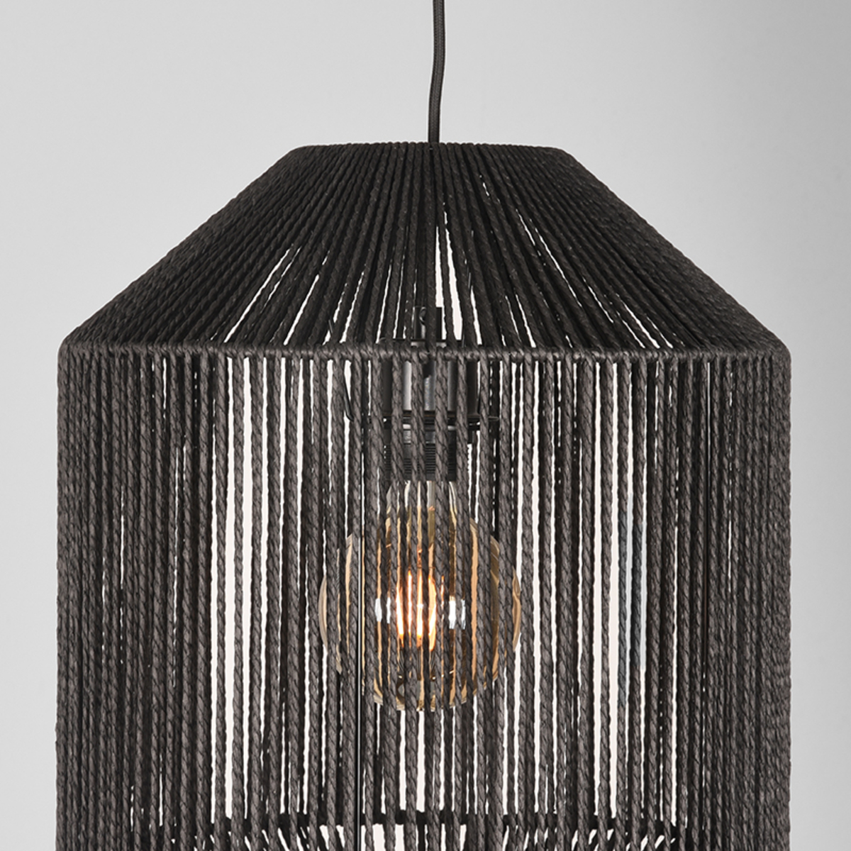  Hanglamp Ibiza - Zwart - Jute - 1-Lichts Cilinder afbeelding 3