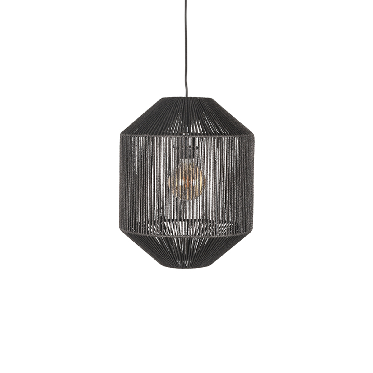  Hanglamp Ibiza - Zwart - Jute - 1-Lichts Cilinder afbeelding 2