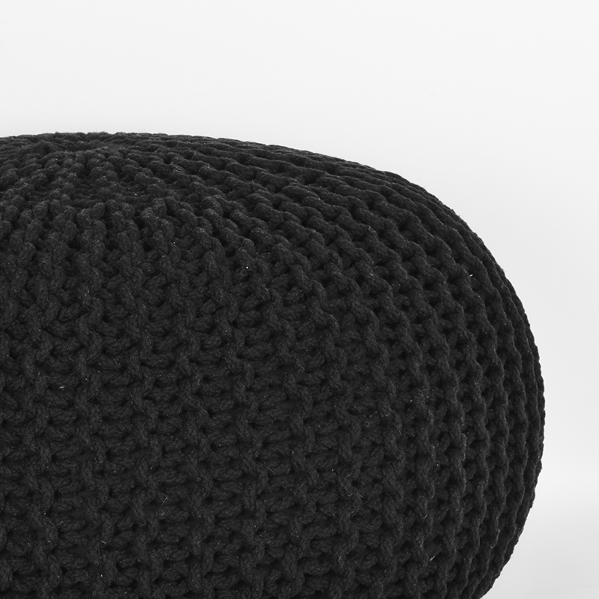  Poef Knitted - Zwart - Katoen - L afbeelding 2