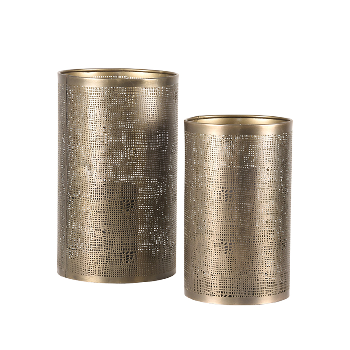  Set Kaarsenhouders L 18x18x30 cm - Antiek goud - Metaal afbeelding 1