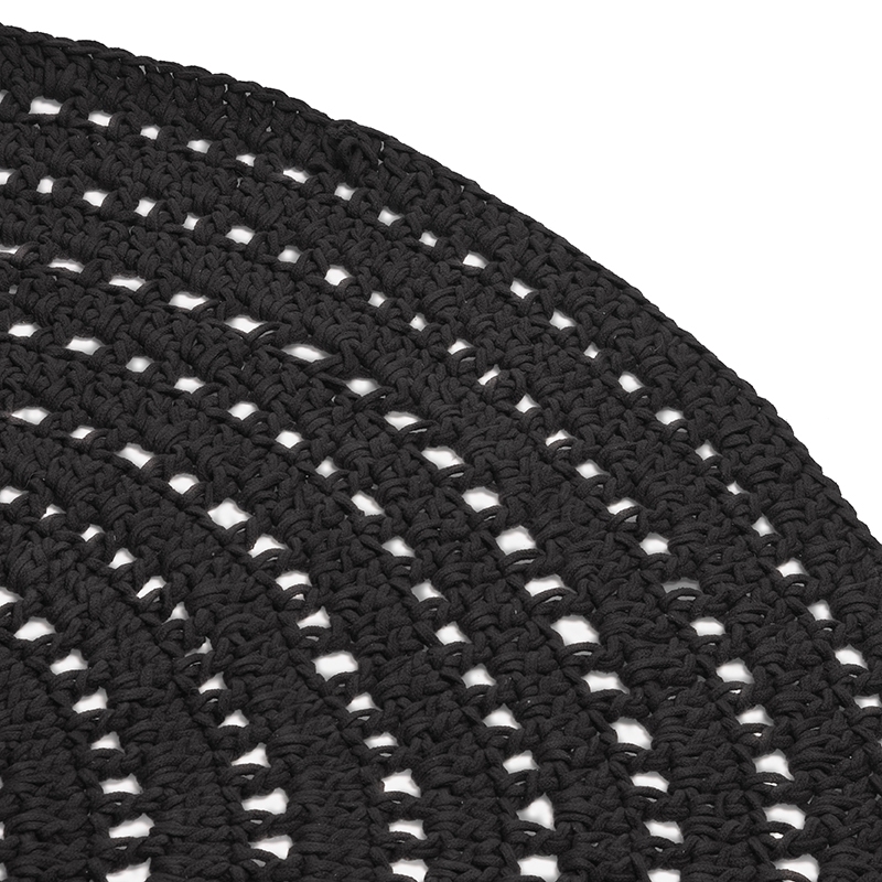  Vloerkleed Knitted - Zwart - Katoen - 150x150 cm afbeelding 4