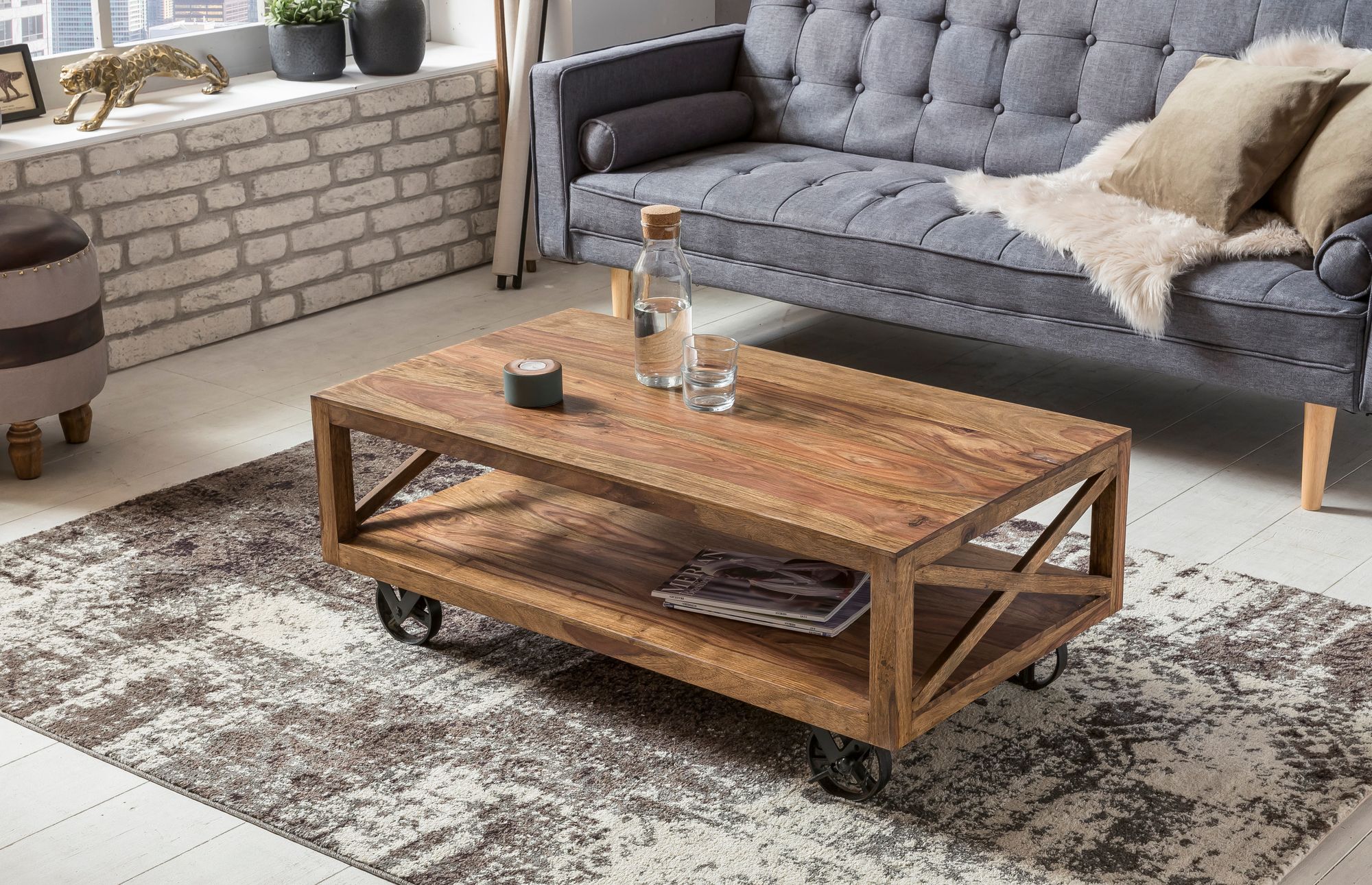 Welp houten salontafel op wielen kopen | meubeldeals.nl GU-19