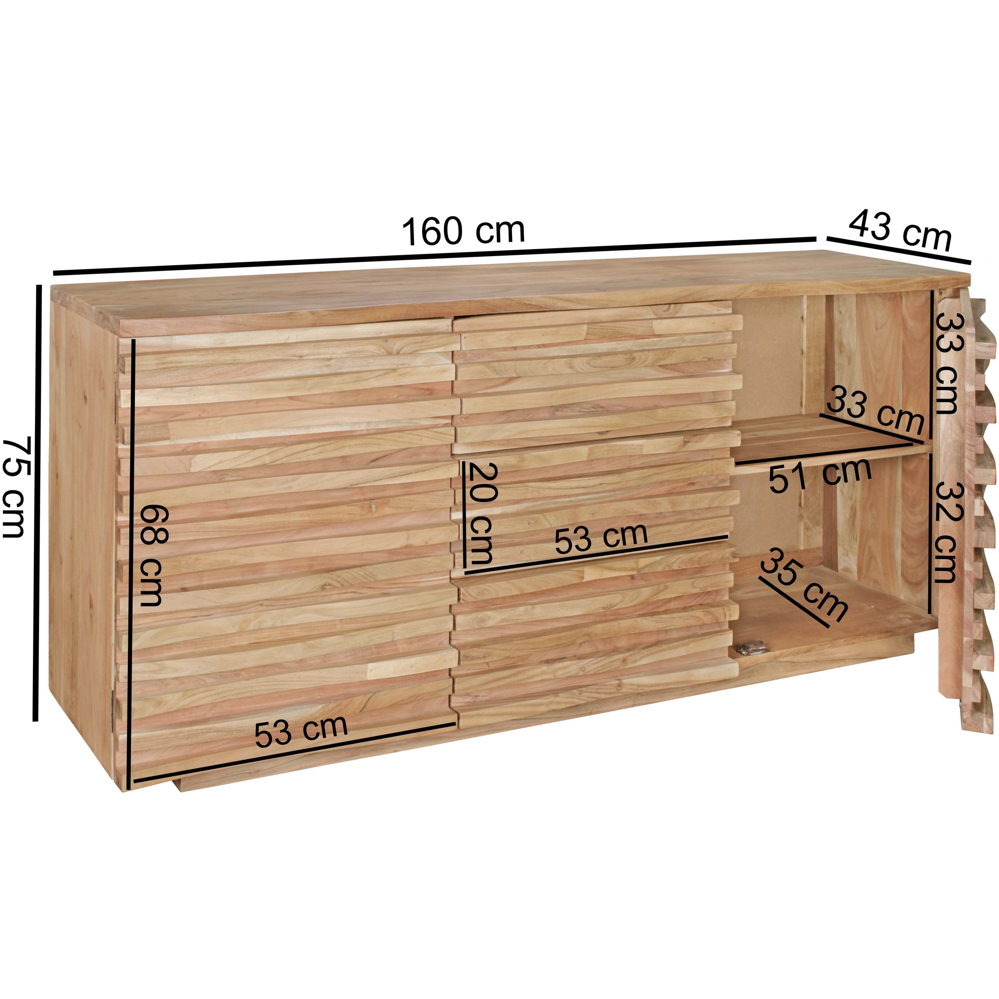dressoir acacia hout 160 cm