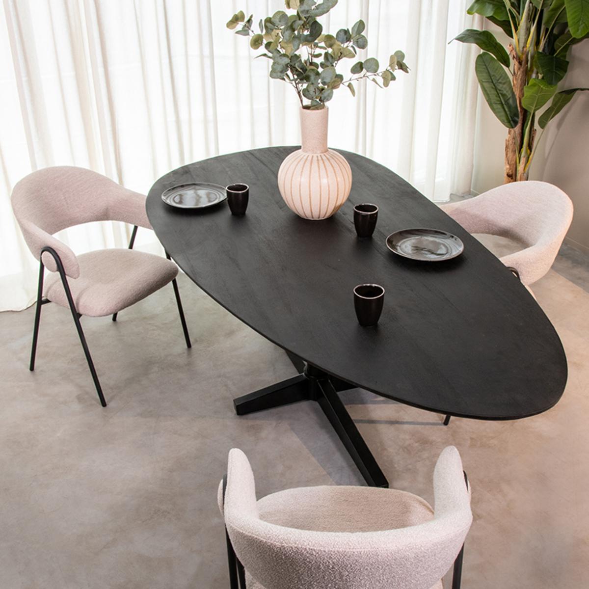  Eetkamertafel Rosie - Zwart - Mangohout - 260x110 cm afbeelding 1