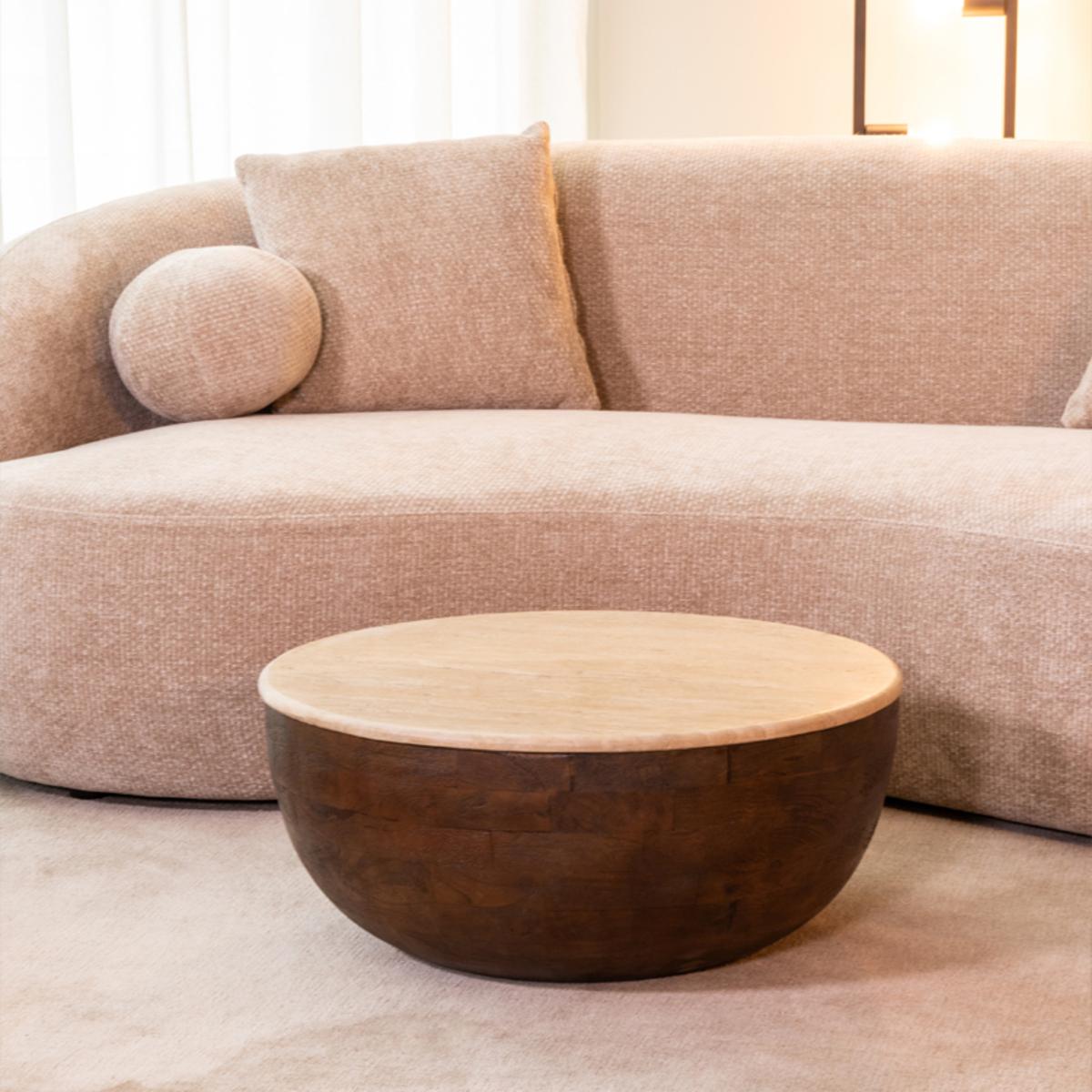  Salontafel Bowl - Espresso - Travertin afbeelding 1