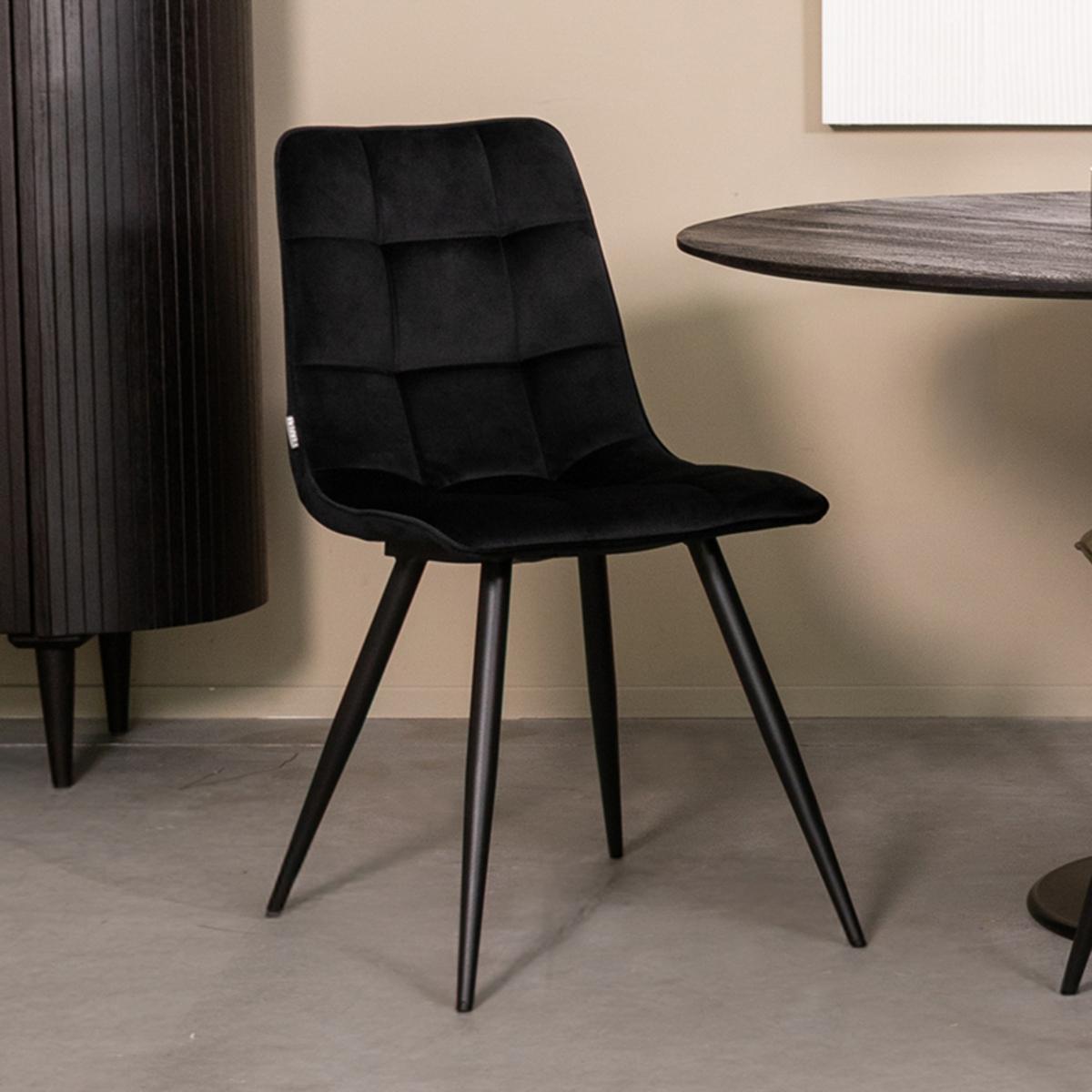 Eetkamerstoel Bistro - Zwart - Fluweel - Black Frame afbeelding 1  Eetkamerstoel Bistro - Zwart - Fluweel - Black Frame afbeelding 1