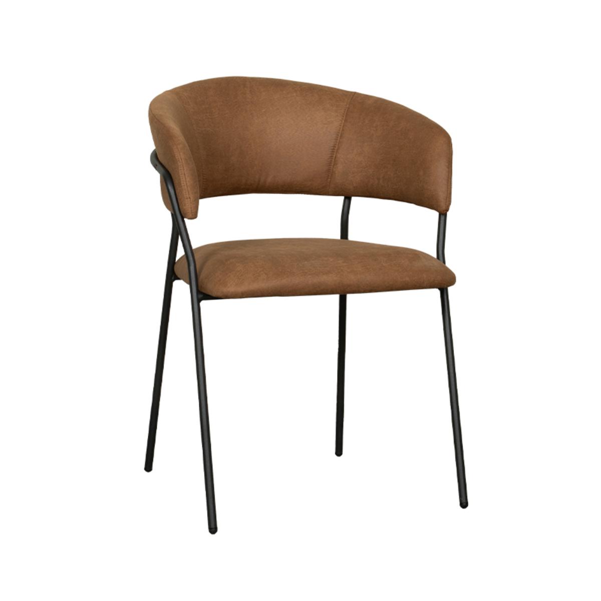 Eetkamerstoel Luuk - Cognac - Micro Suede - Black Frame afbeelding 1  Eetkamerstoel Luuk - Cognac - Micro Suede - Black Frame afbeelding 1