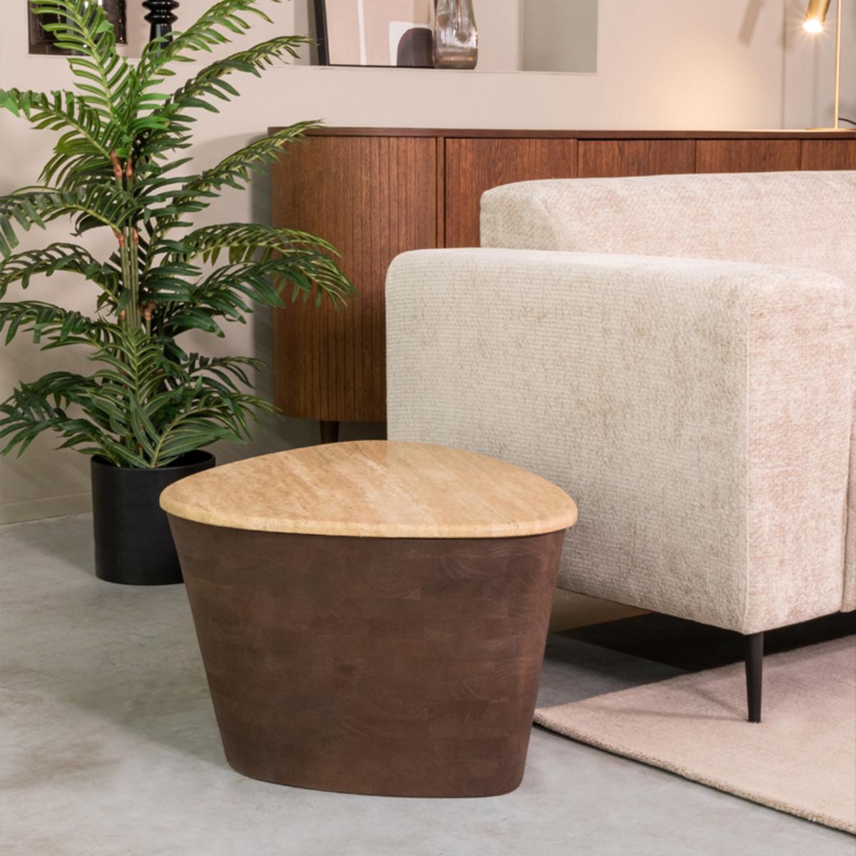  Salontafel Ravi - Espresso - Travertin - 70 cm afbeelding 1