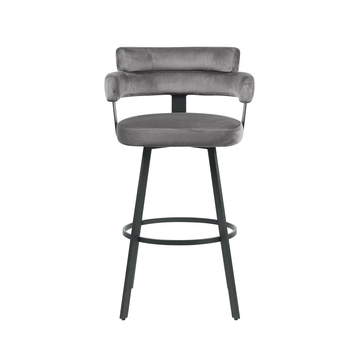  Barkruk Bardio - Grijs - Fluweel - Zithoogte 75 afbeelding 2