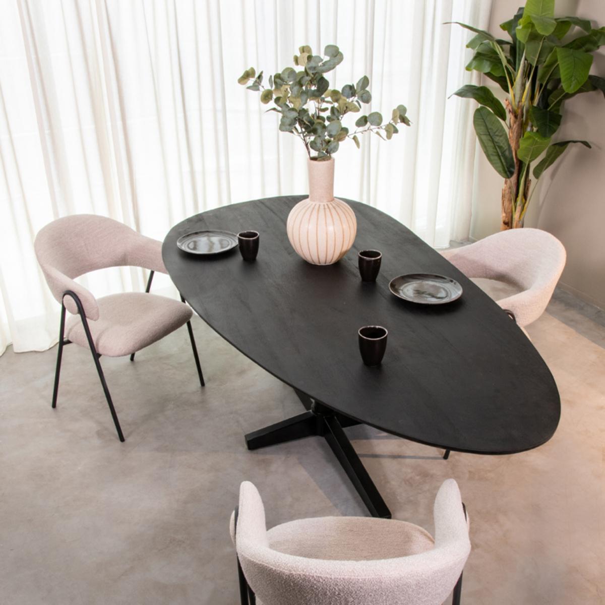  Eetkamertafel Rosie - Zwart - Mangohout - 220x100 cm afbeelding 1