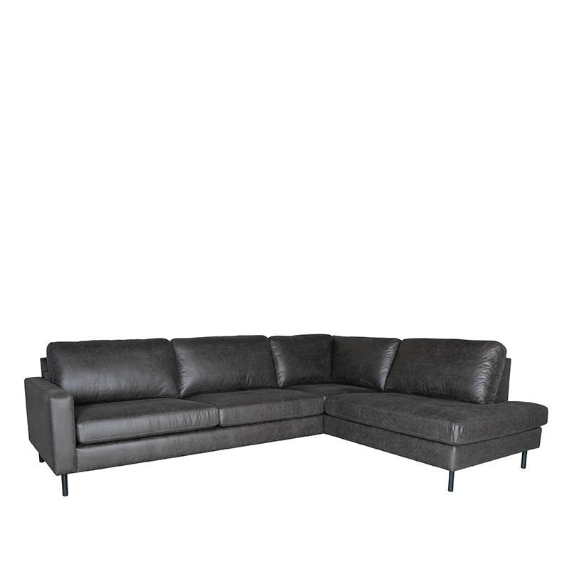  Hoekbank Genua - Antraciet - Microfiber - 2,5-Zits + Ottomane afbeelding 1