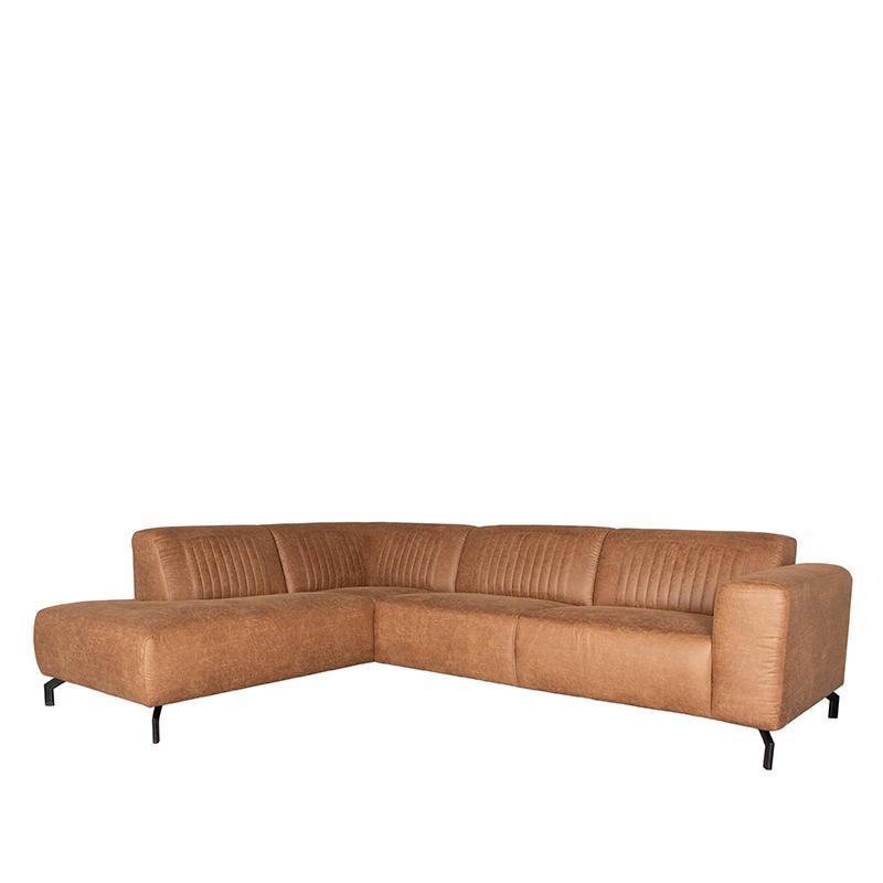  Hoekbank Trento - Cognac - Microfiber - Ottomane + 2,5-Zits afbeelding 1