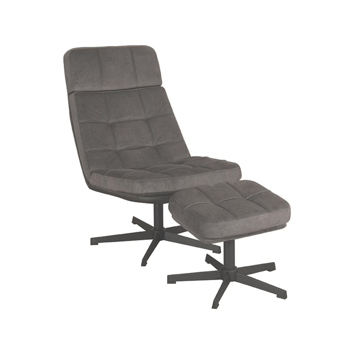  Fauteuil Alvar - Antraciet - Cosmo - Incl. Hocker afbeelding 2