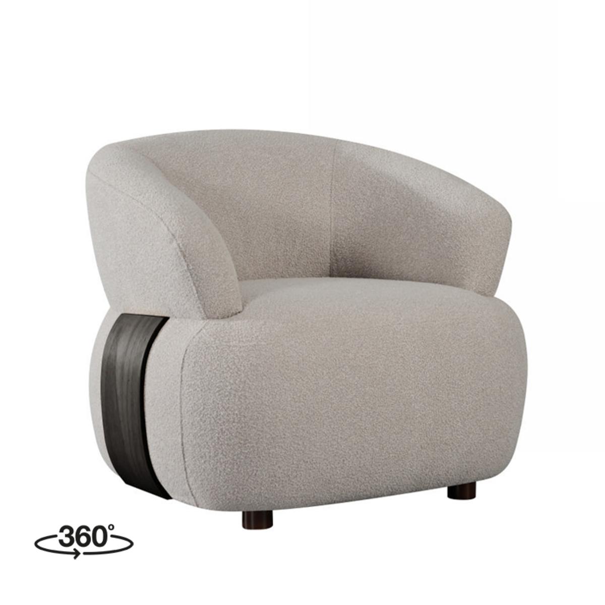  Fauteuil Valenza - Naturel - Stof - Zwart hout afbeelding 1