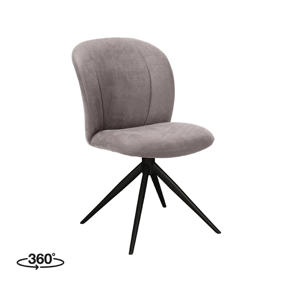 Eetkamerstoel Kimo - Taupe - Micro Suede - Zwart Onderstel afbeelding 2  Eetkamerstoel Kimo - Taupe - Micro Suede - Zwart Onderstel afbeelding 2