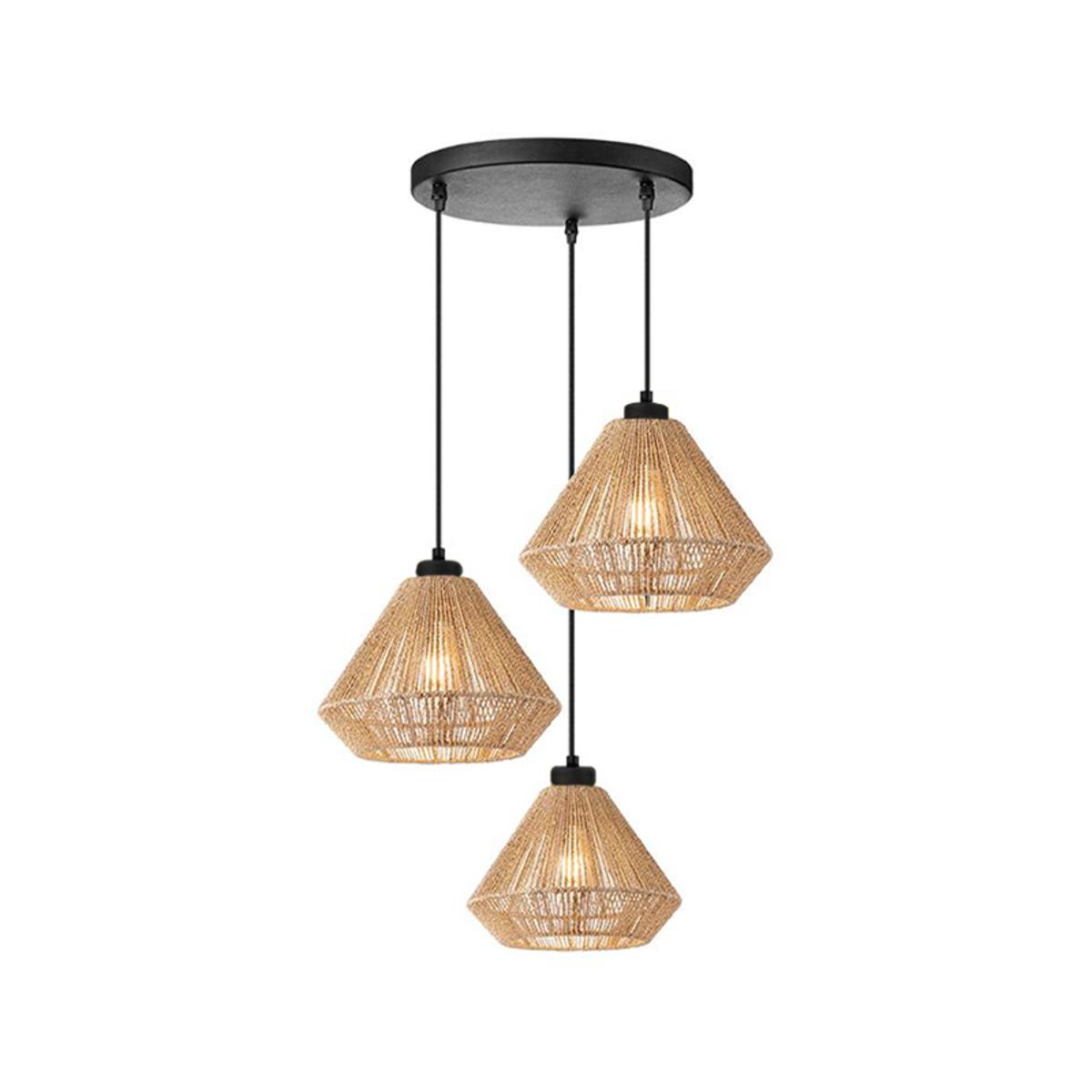  Hanglamp Ibiza Diamond 3-Lichts 30x30x150 cm - Naturel - Jute afbeelding 1