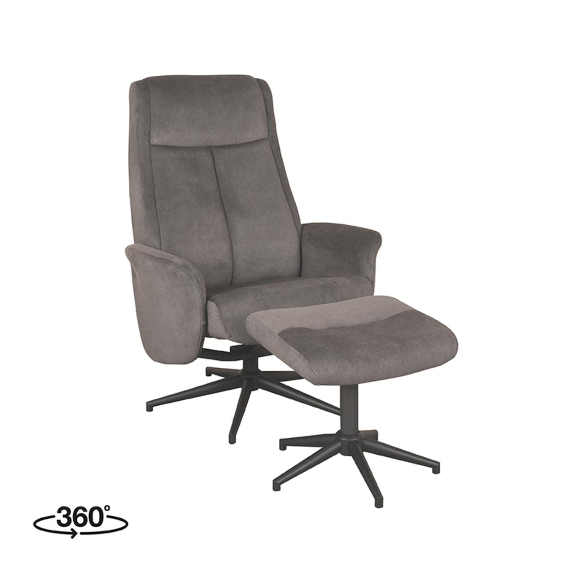  Fauteuil Bergen - Antraciet - Cosmo - Incl. Hocker afbeelding 1