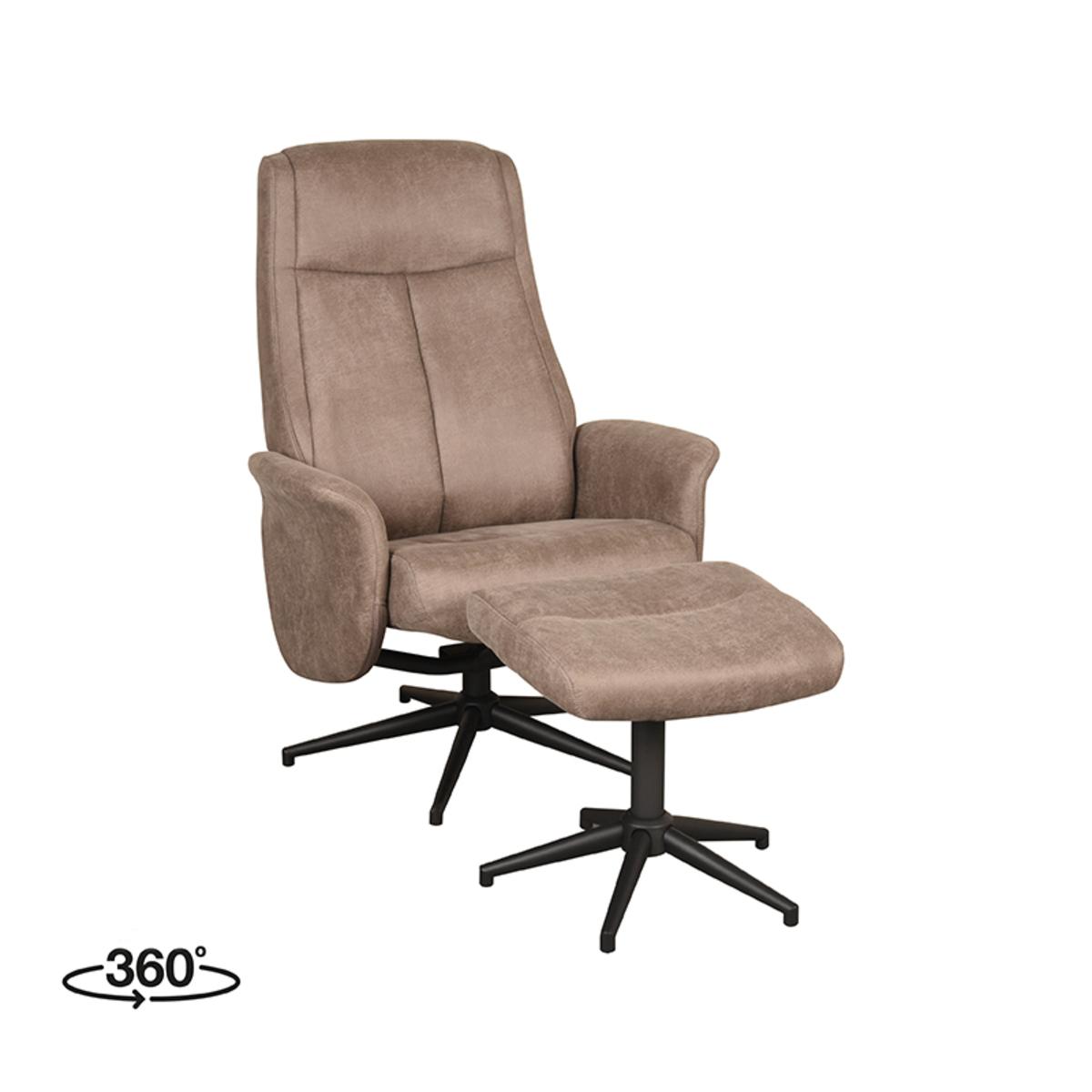  Fauteuil Bergen - Taupe - Micro Suede - Incl. Hocker afbeelding 1