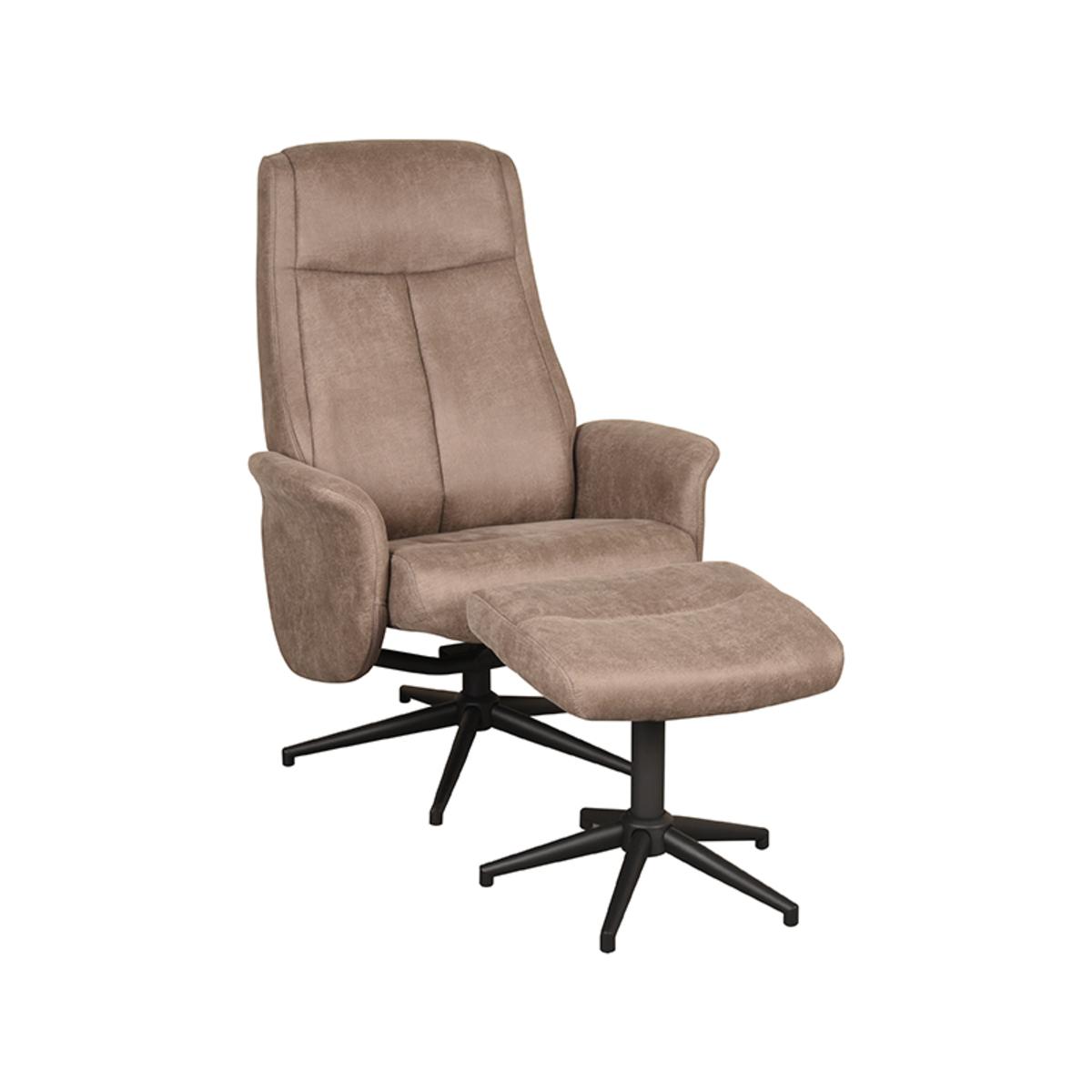  Fauteuil Bergen - Taupe - Micro Suede - Incl. Hocker afbeelding 2