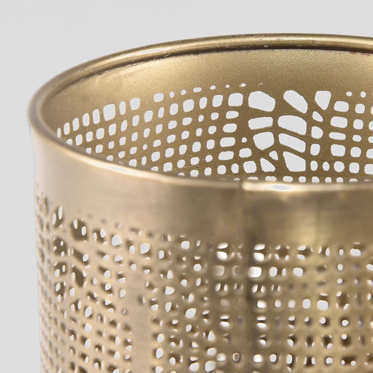  Set Kaarsenhouders M 9x9x8 cm - Antiek goud - Metaal afbeelding 2