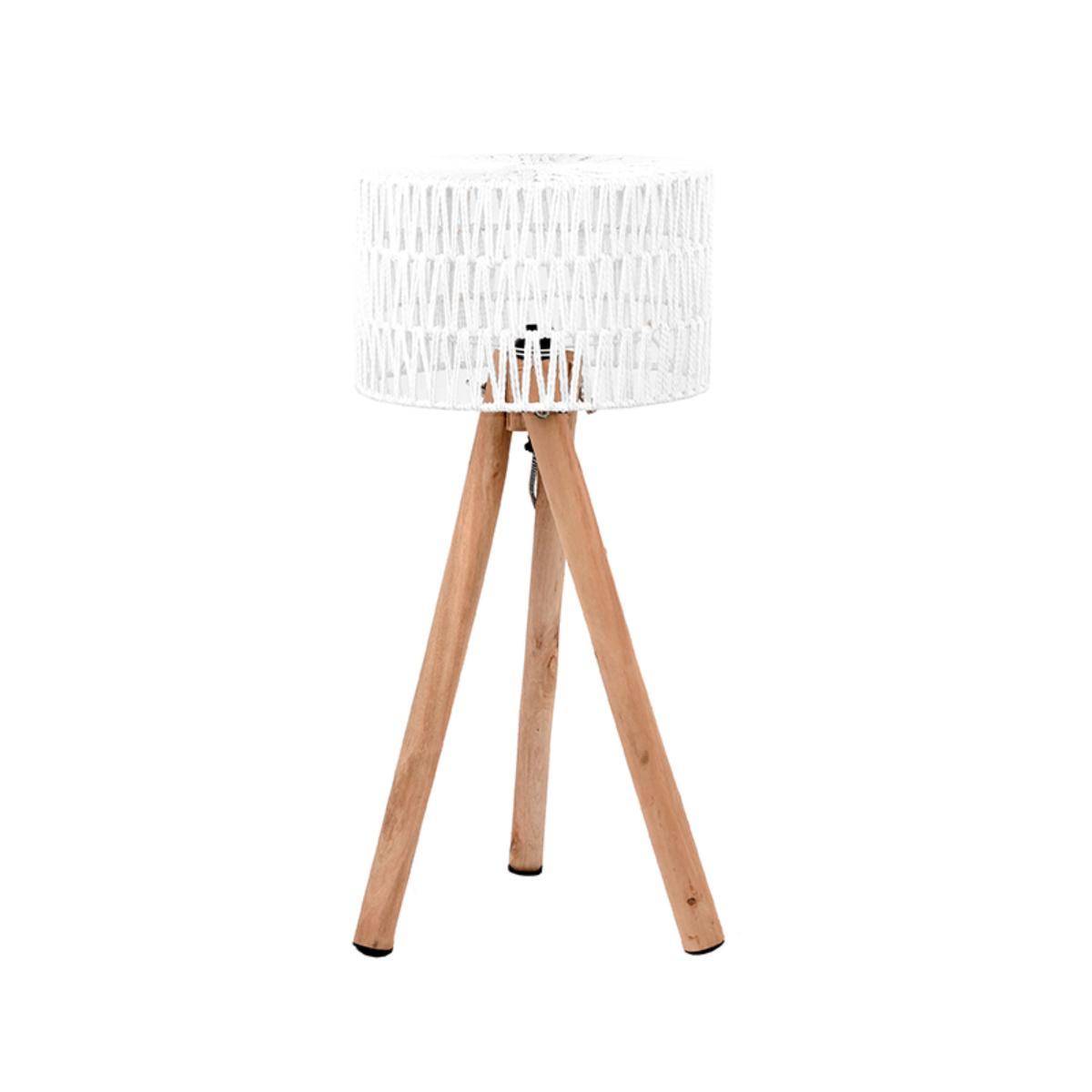  Tafellamp Stripe - Wit - Mangohout afbeelding 1