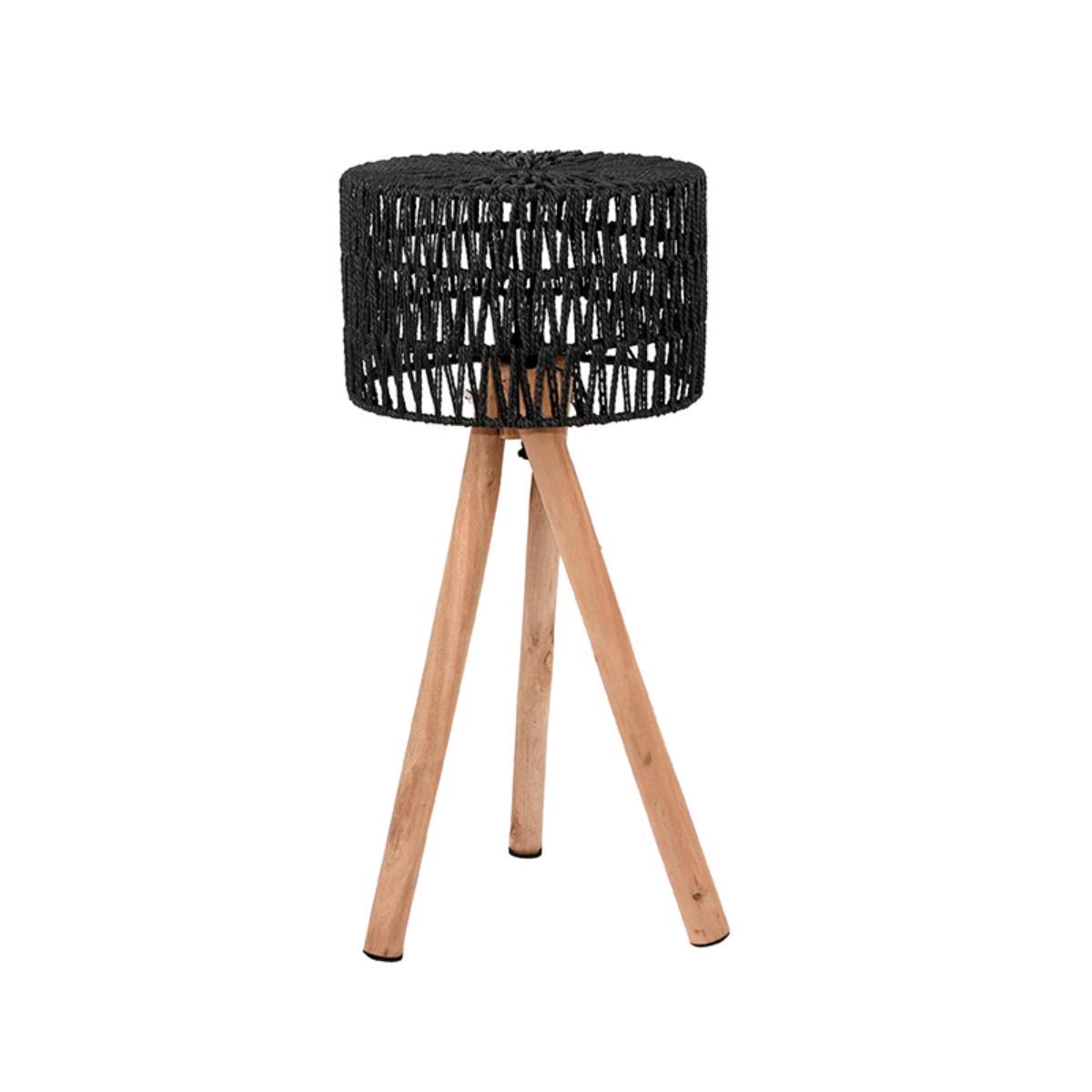  Tafellamp Stripe - Zwart - Mangohout afbeelding 1