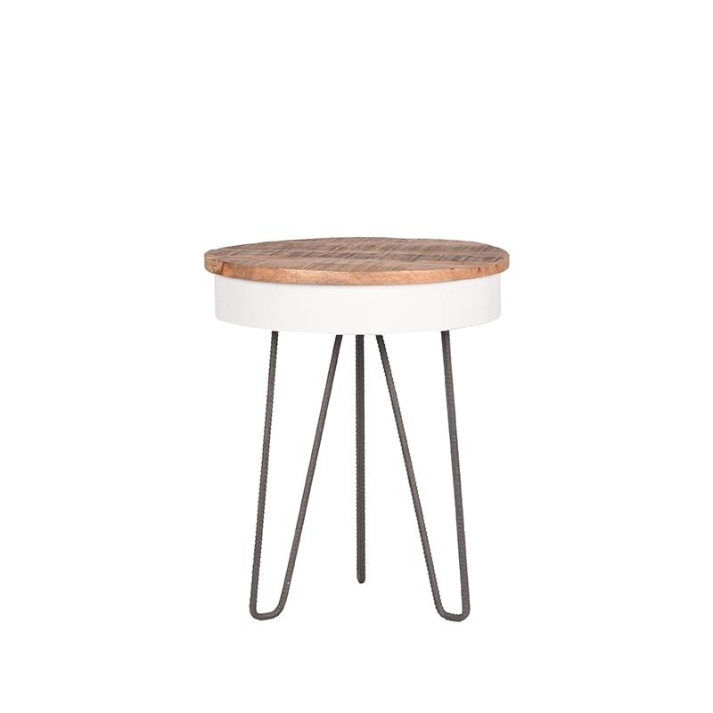  Bijzettafel Saria - Wit - Mangohout - Rond - 44 cm afbeelding 1