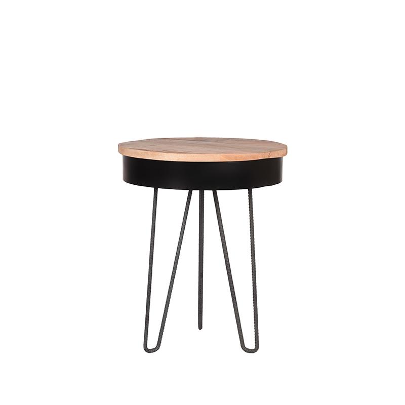  Bijzettafel Saria - Zwart - Mangohout - Rond - 44 cm afbeelding 1