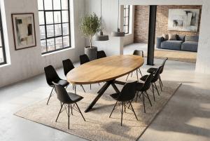 Ovale tafel mangohout 240 cm zijnaanzicht