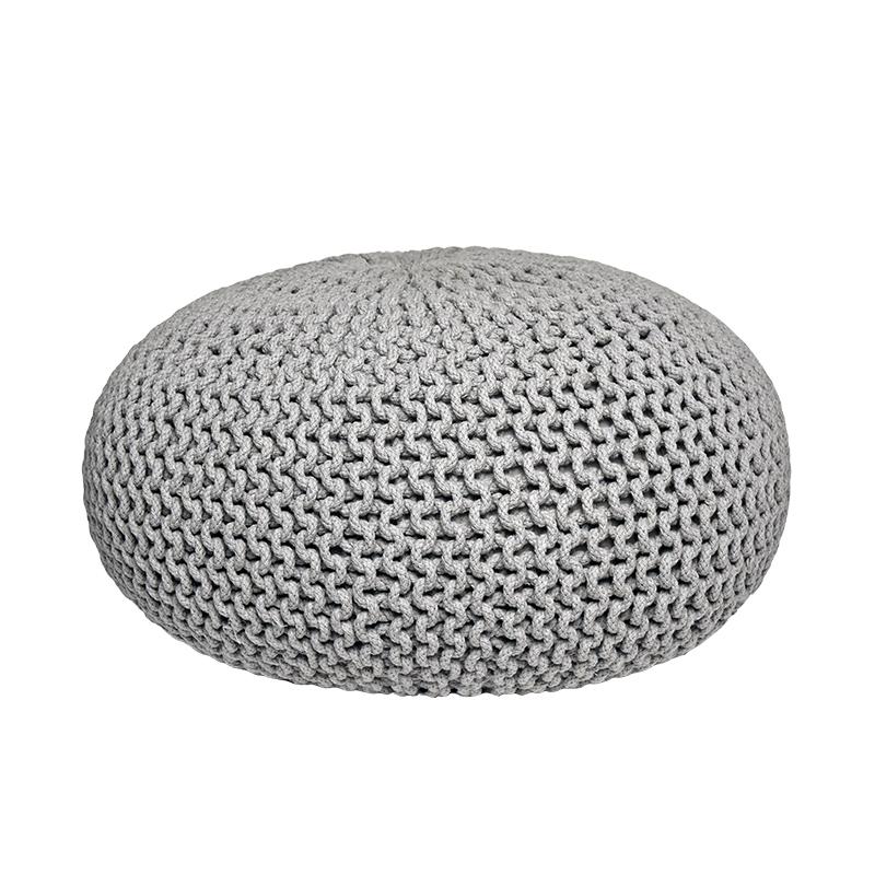  Poef Knitted - Lichtgrijs - Katoen - L afbeelding 1