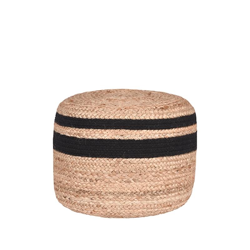  Poef Jute - Zwart - Jute afbeelding 1