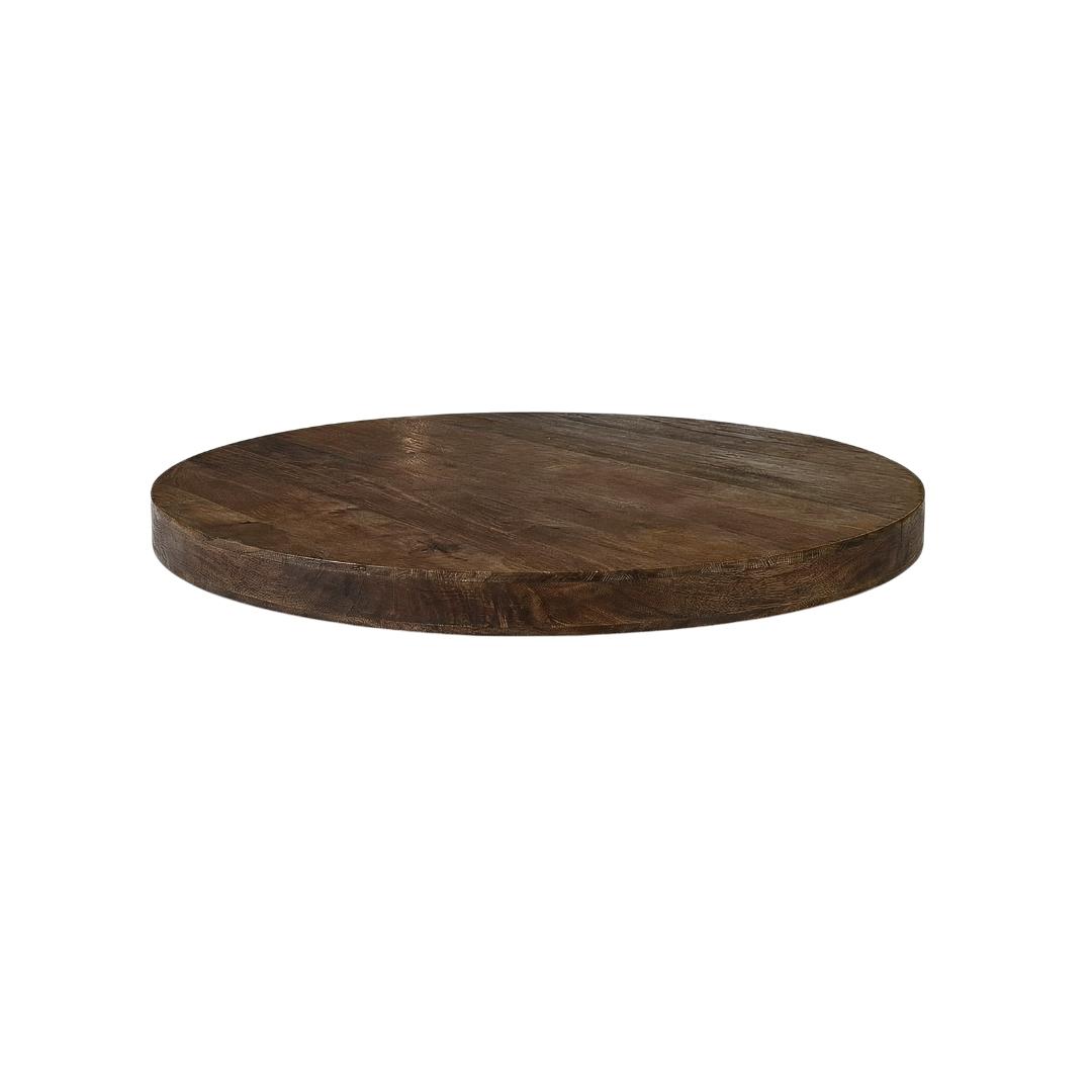  Eetkamertafel Tafelblad Sloppy Edge - Espresso - Mangohout - 120 cm - Rond Straight afbeelding 1