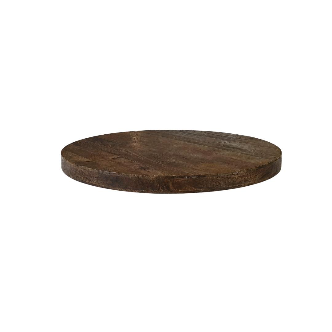  Eetkamertafel Tafelblad Straight Edge - Espresso - Mangohout - 110 cm - Rond Straight afbeelding 1