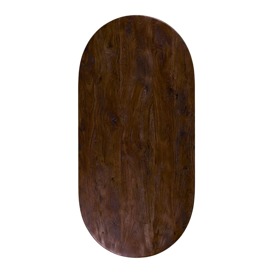  Eetkamertafel Tafelblad Halve Cirkel - Espresso - Mangohout - 220 cm - Halve Cirkel afbeelding 2