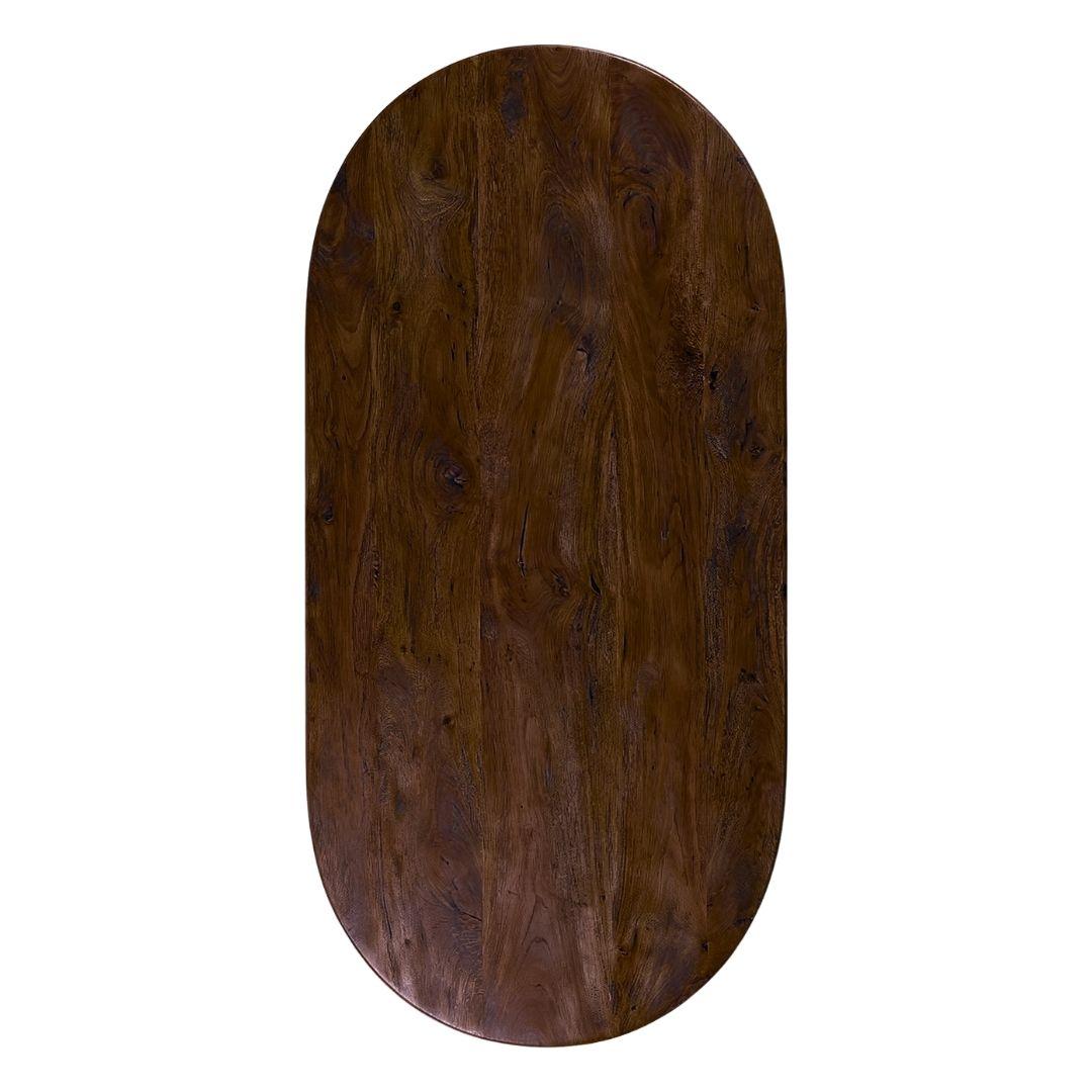  Eetkamertafel Tafelblad Halve Cirkel - Espresso - Mangohout - 240 cm - Halve Cirkel afbeelding 2