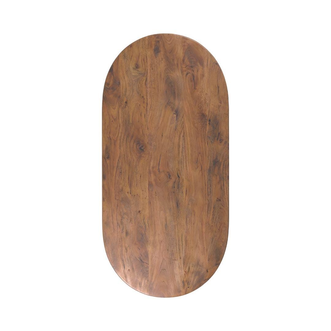  Eetkamertafel Tafelblad Halve Cirkel - Nature Smooth - Mangohout - 180 cm - Halve Cirkel afbeelding 2