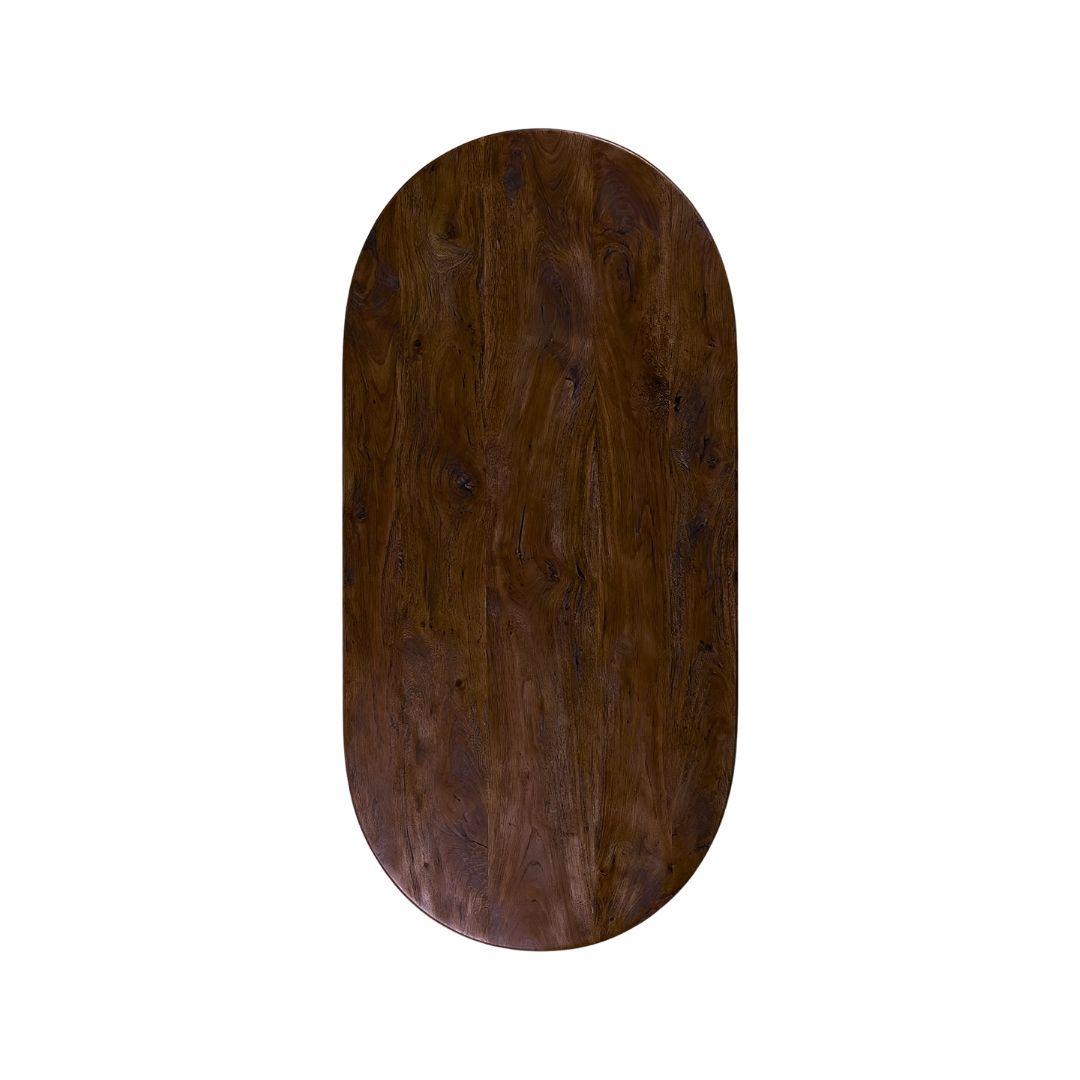  Eetkamertafel Tafelblad Halve Cirkel - Espresso - Mangohout - 160 cm - Halve Cirkel afbeelding 2