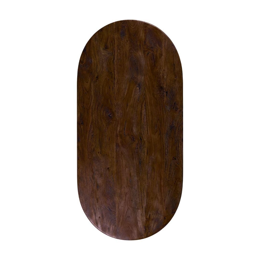  Eetkamertafel Tafelblad Halve Cirkel - Espresso - Mangohout - 180 cm - Halve Cirkel afbeelding 2