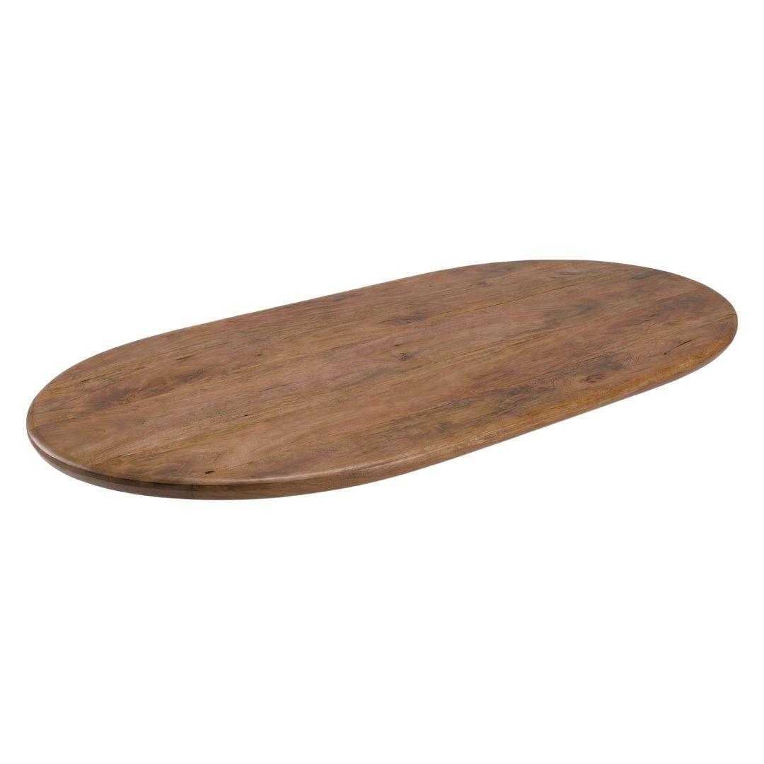  Eetkamertafel Tafelblad Halve Cirkel - Nature Smooth - Mangohout - 240 cm - Halve Cirkel afbeelding 1