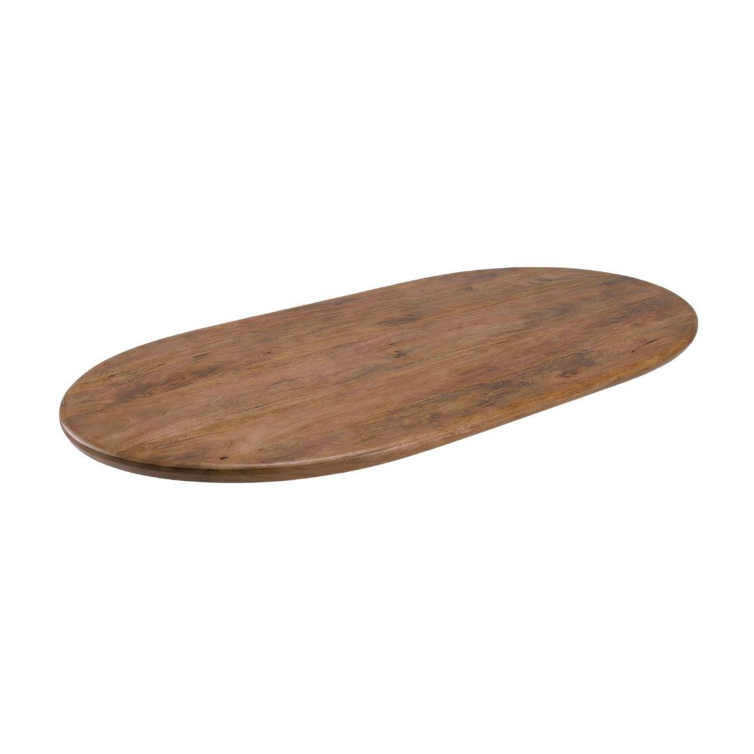  Eetkamertafel Tafelblad Halve Cirkel - Nature Smooth - Mangohout - 200 cm - Halve Cirkel afbeelding 1