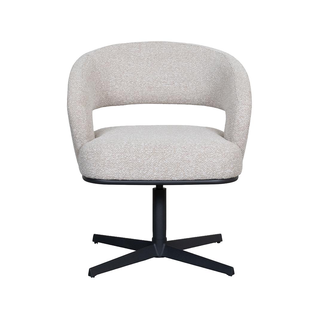  Eetkamerstoel Monaco - Naturel - Royal Boucle - Zwart Metalen Frame afbeelding 2