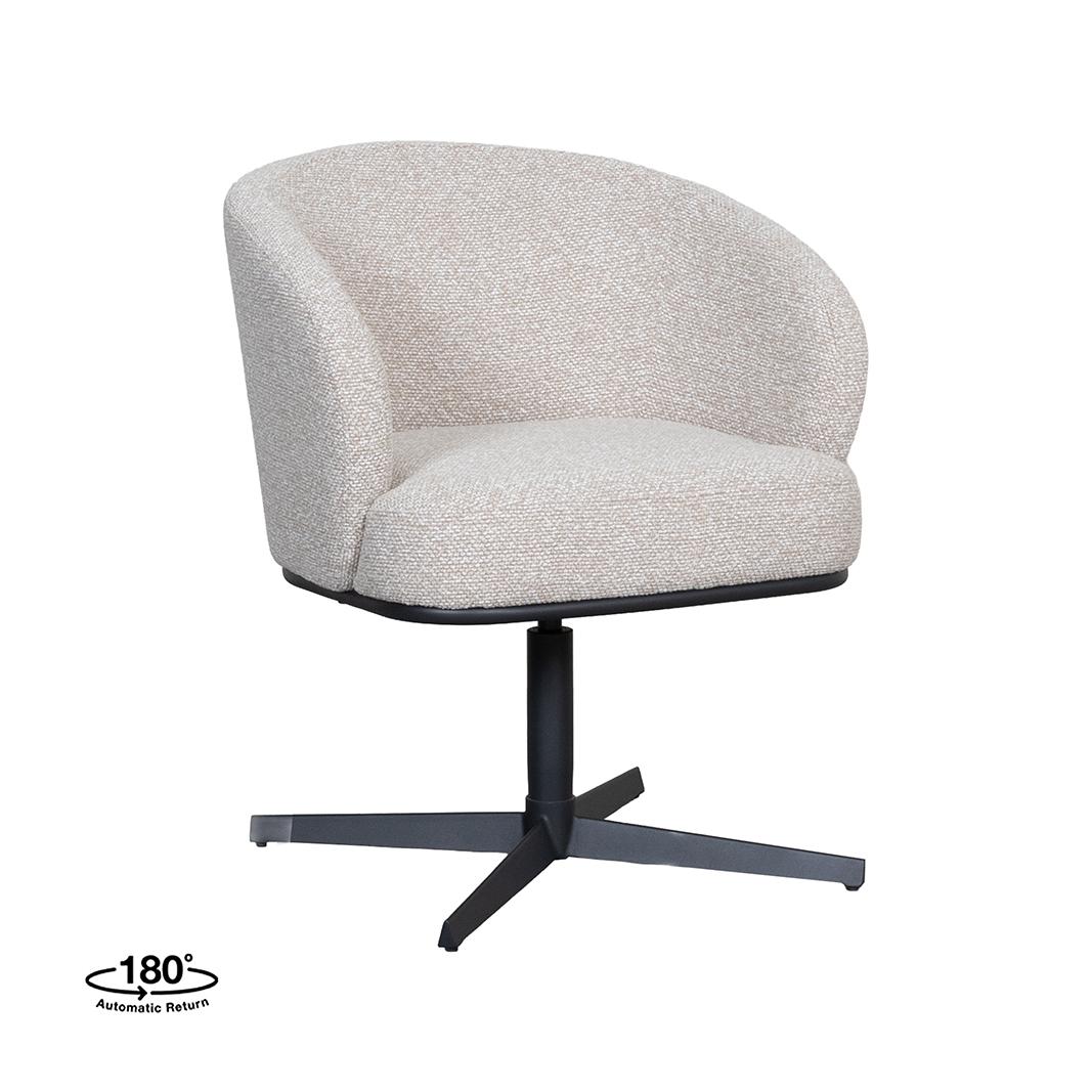  Eetkamerstoel Cannes - Naturel - Royal Boucle - Zwart Metalen Frame afbeelding 1