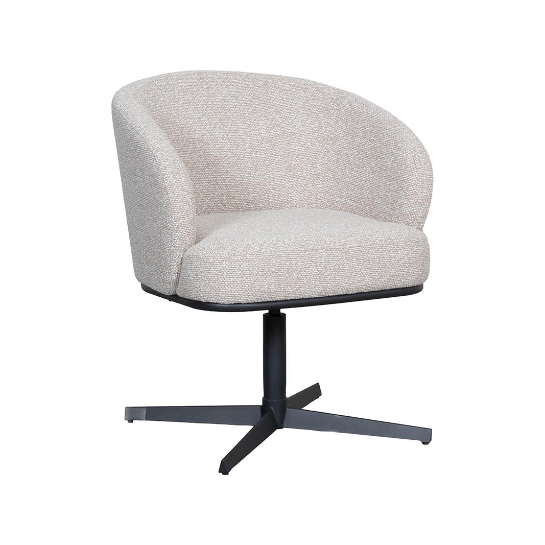  Eetkamerstoel Cannes - Naturel - Royal Boucle - Zwart Metalen Frame afbeelding 2