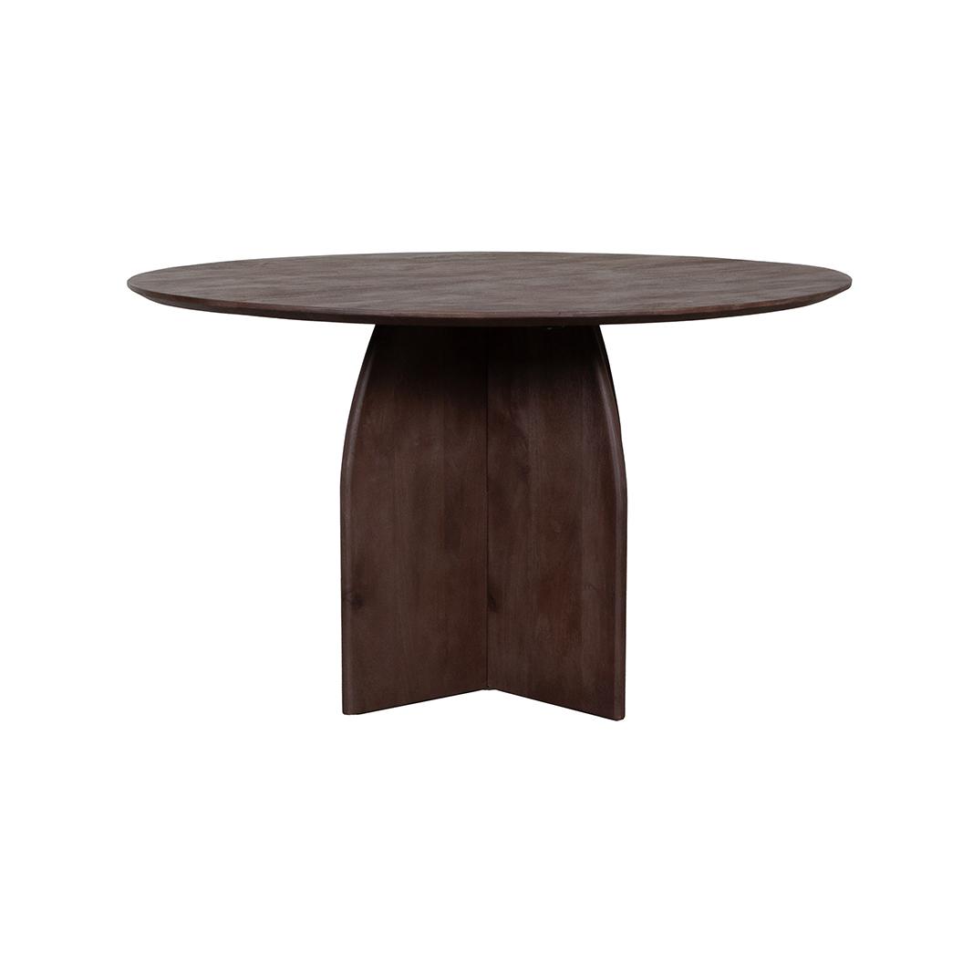  Eetkamertafel Mick - Espresso - Mangohout - 130 cm - Rond afbeelding 1