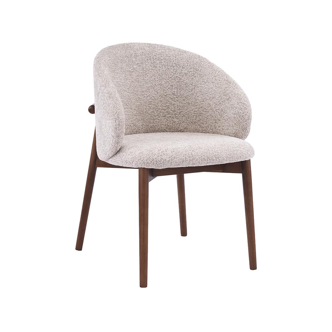  Eetkamerstoel Nagano - Beige - Geweven - Walnoot Houten Frame afbeelding 1