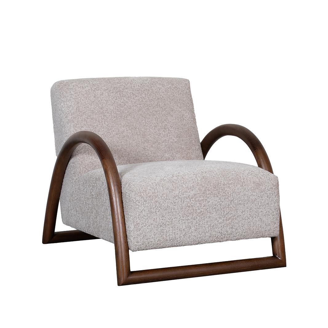  Fauteuil Viggo - Beige - Geweven - Walnoot Houten Frame afbeelding 2